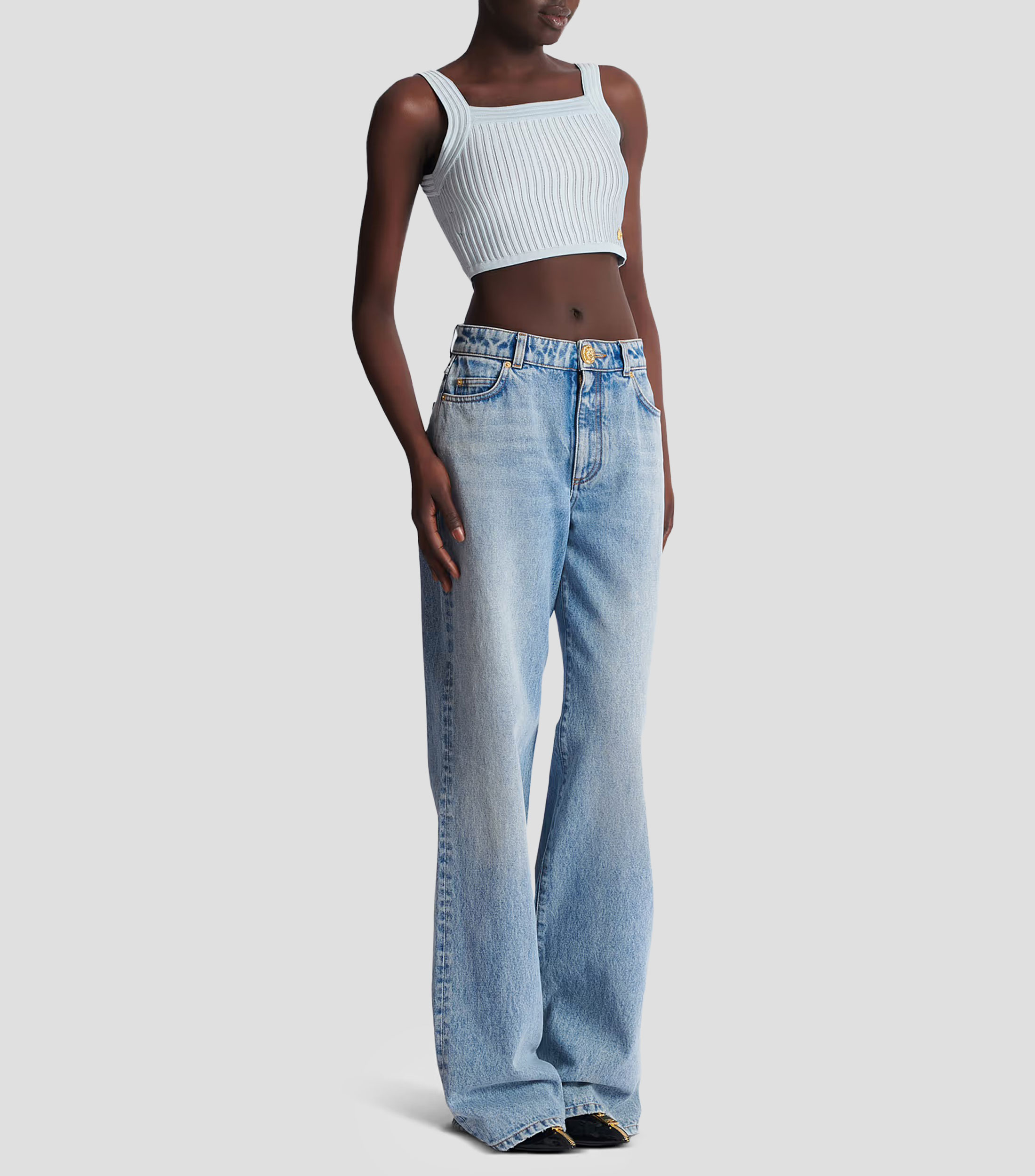 Blusa crop top sin mangas Mujer